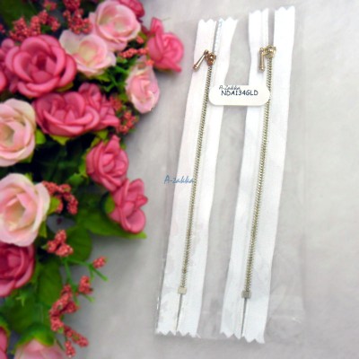 12cm White Close End Zipper Gold Metal Handle 2pcs NDA134GLD