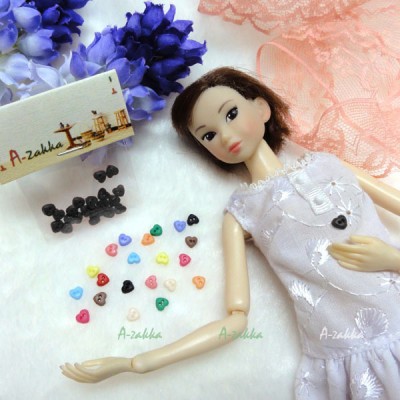 NDB003BLK Doll Dress DIY Crafts Tool Tiny Button Heart 4mm Black