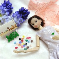 NDB004GRN Doll Dress DIY Crafts Tiny Button Heart 6.5mm Green