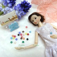 NDB005BLE Doll Dress Sewing Tiny Tools Button Star 6.5mm Blue