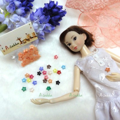 NDB005RAE Doll Dress DIY Sewing Tiny Button Star 6.5mm Orange