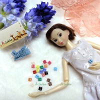 NDB006BLE Doll Dress DIY Sewing Tiny Button Square 5mm Blue