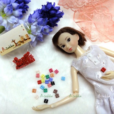 NDB006RED Doll Dress DIY Sewing Tiny Button Square 5mm Red NDB006RED Doll Dress DIY Sewing Tiny Button Square 5mm Red