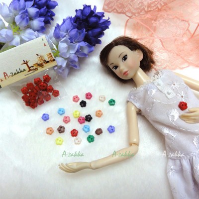NDB007RED Doll Dress Sewing Button Sakura Flower 6.5mm Red
