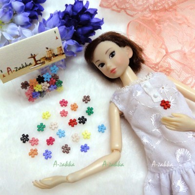 NDB008MIX Doll Dress DIY Sewing Button Flower 6.5mm Mix Color