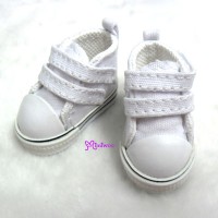 SHU051WHE Yo-SD bjd Leeke Doll Shoes 2 Strap Denim Boots White