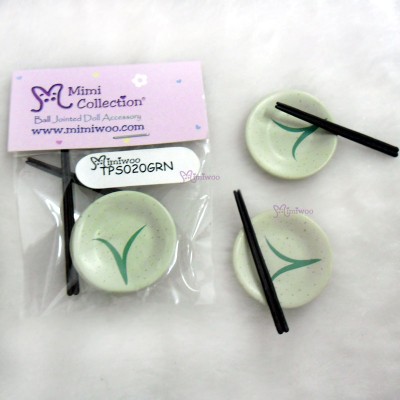 TPS020GRN 1/6 Bjd Doll Miniature Mini Sushi Plate & Chopsticks