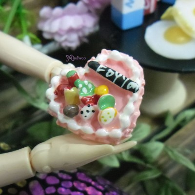 TPS026CAK 1/6 Bjd Doll Miniature Food Mini Heart Fruit Cake