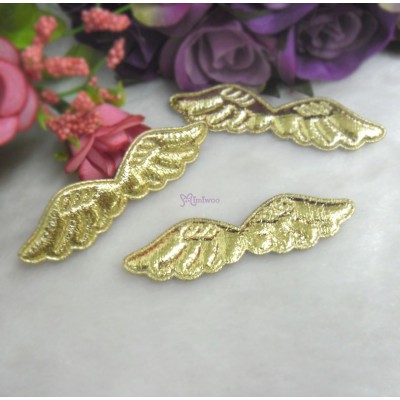 TPS067GLD DIY Crafts 58mm Mini Fabric Angel Wings Gold (3pcs)