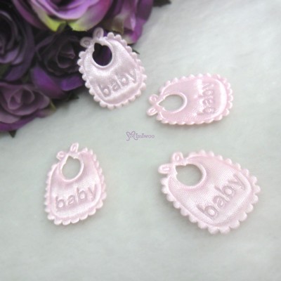 TPS071PNK DIY Crafts 32mm Satin Fabric Baby Bib Pink (4pcs)