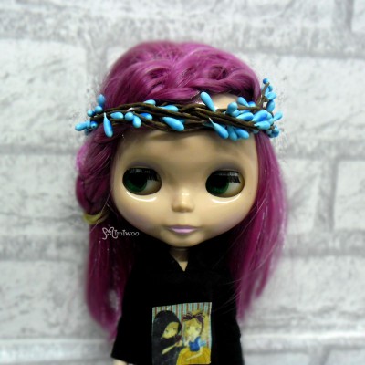 YC0053BLE Bjd Mini Headdress Flower Ring Blue
