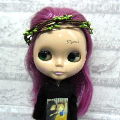 YC0053GRN Bjd Mini Headdress Flower Ring Green