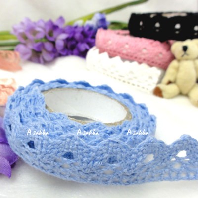 YTA004BLE Adhesive Sticker Single Trim Lace Fabric Tape Blue